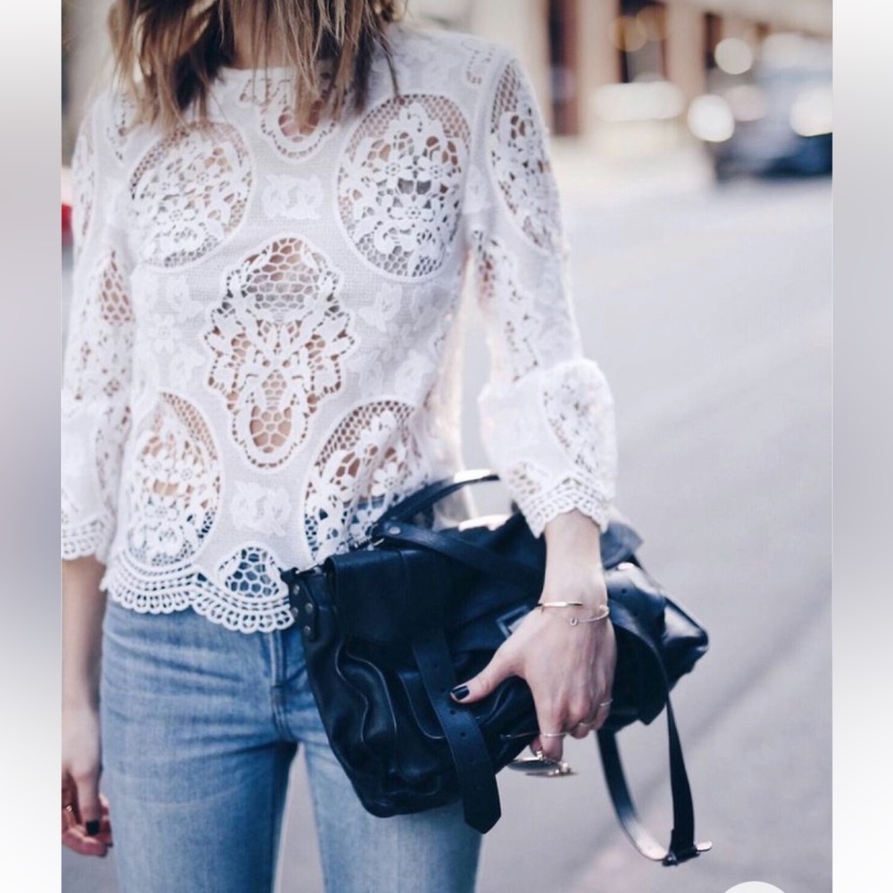 Zara Lace Top with Bell Sleeves